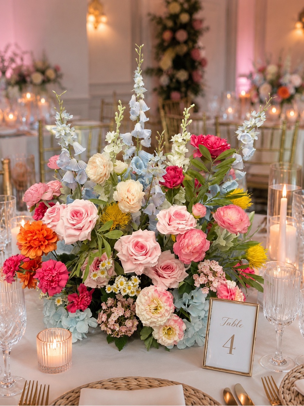 Elegant Pink & Coral Mixed Faux Floral Centerpiece handmade